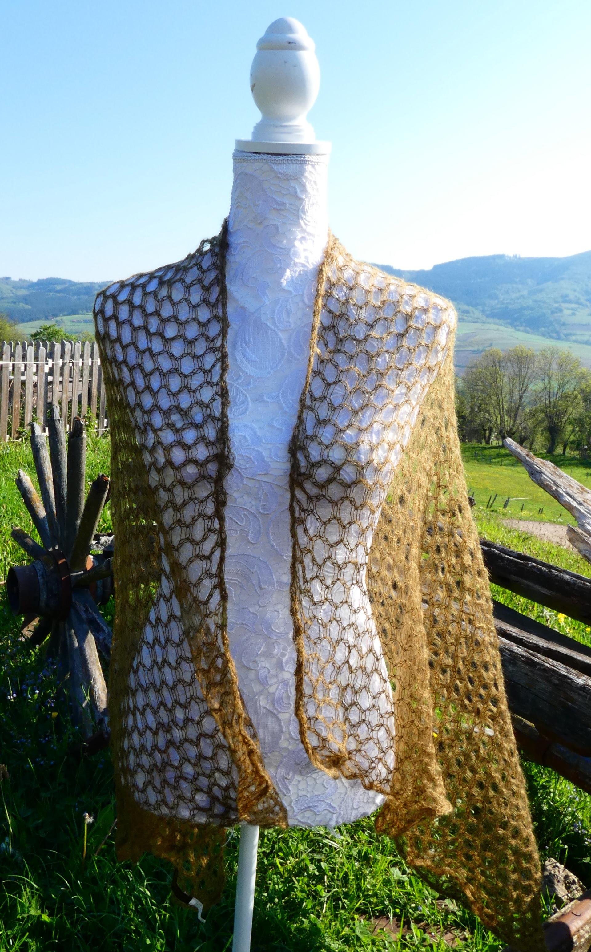 Carré tricot laine mohair bronze