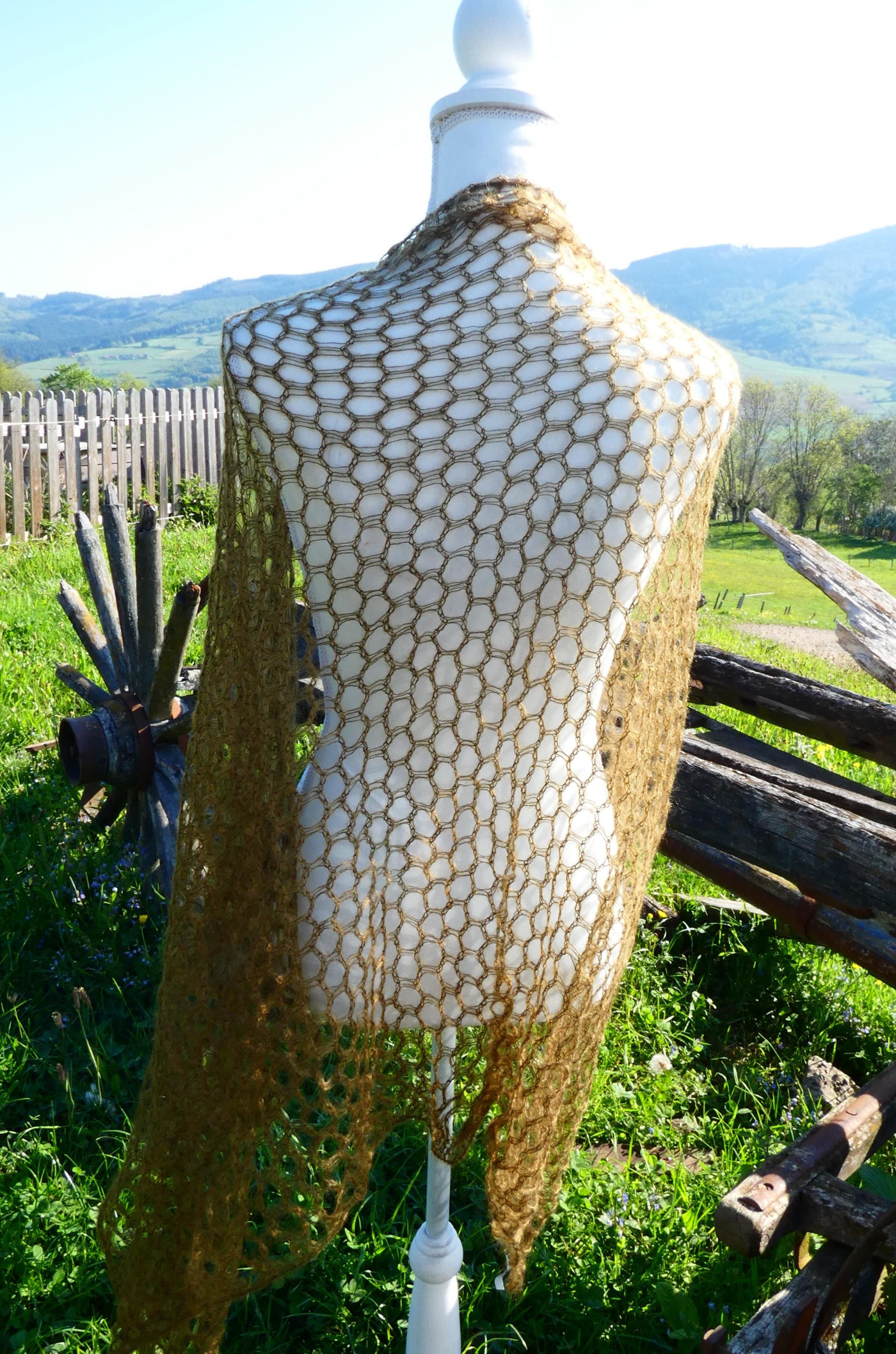 Carré tricot laine mohair bronze 2