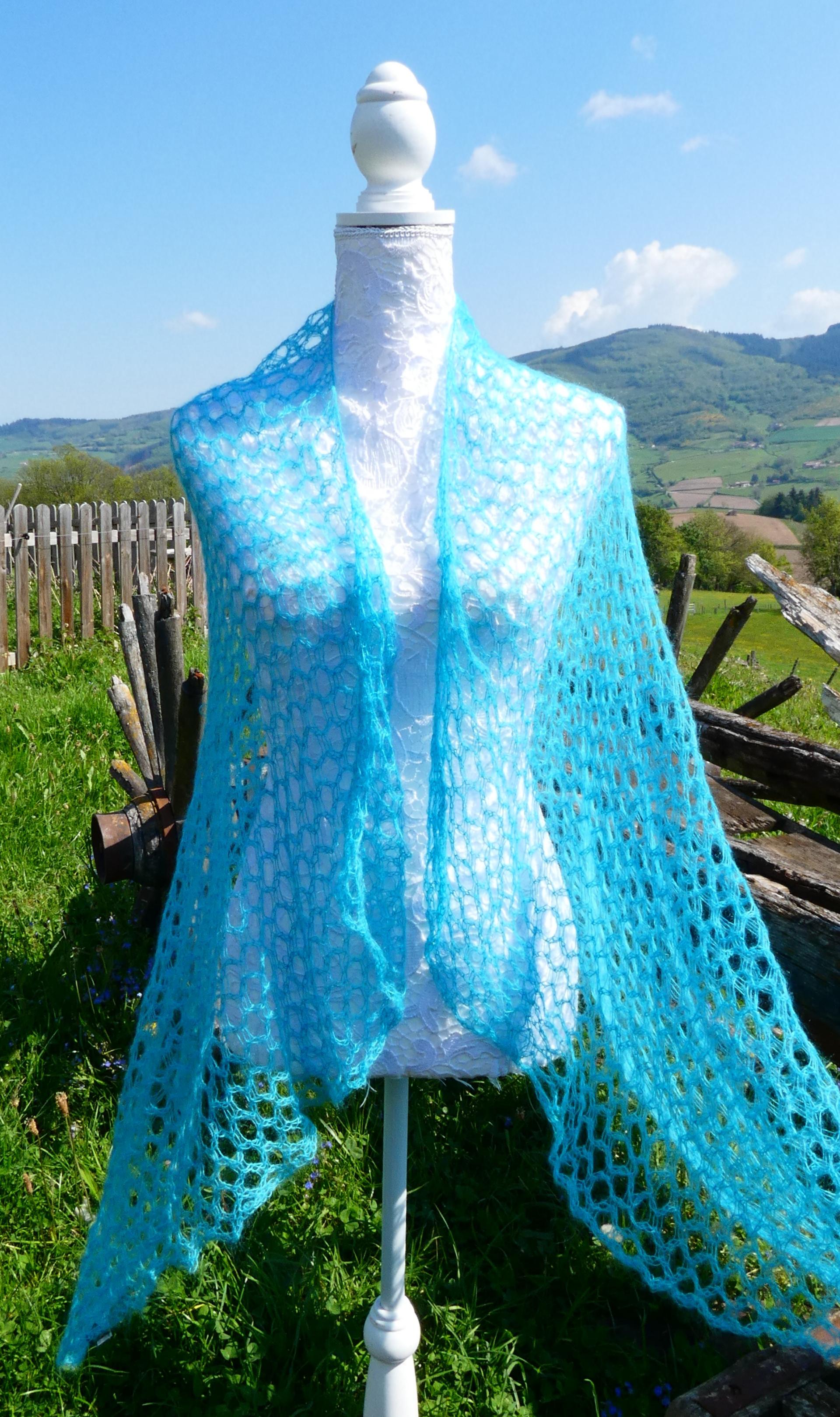 Carré tricot laine mohair caraïbes 1