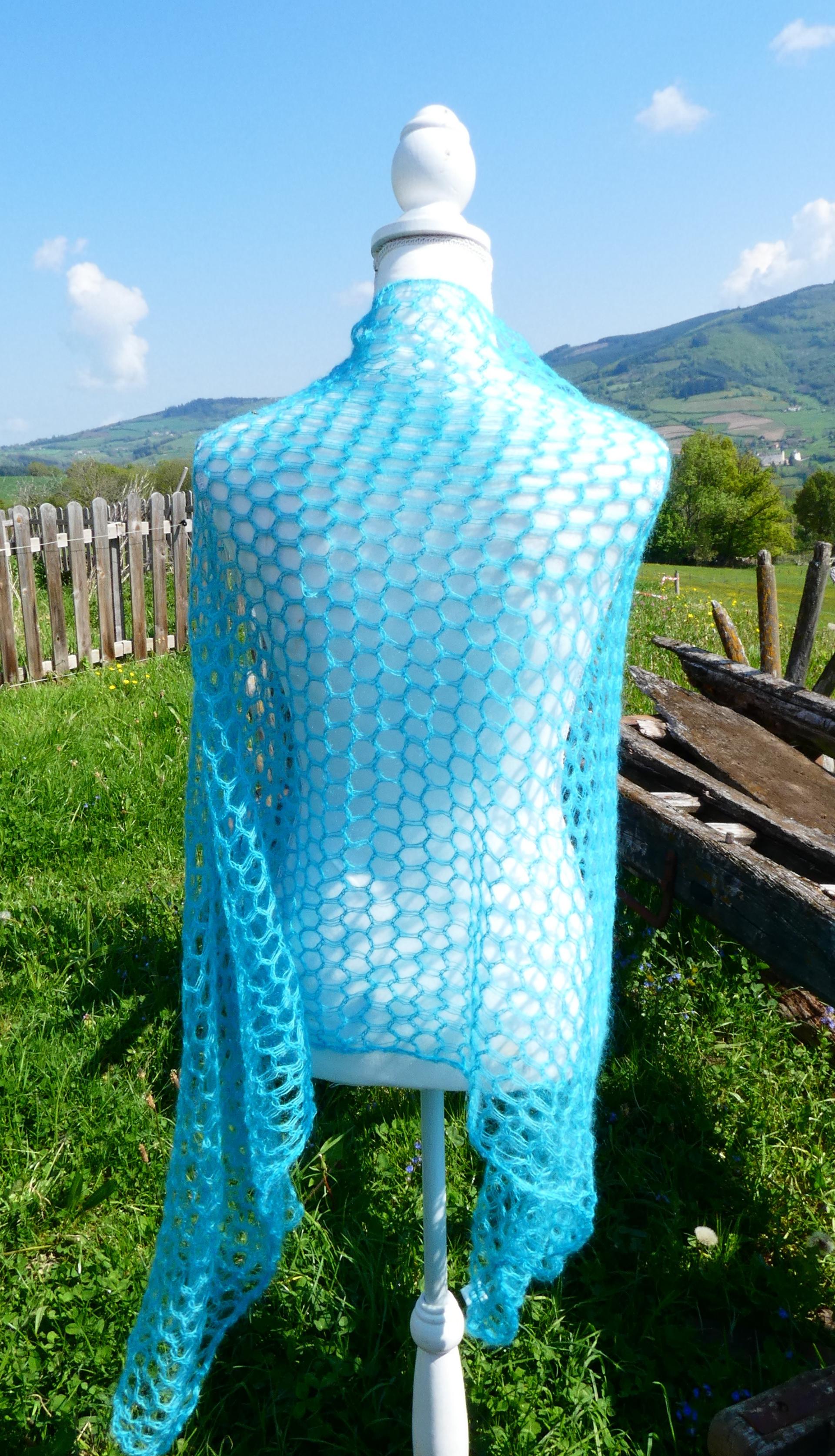 Carré tricot laine mohair caraïbes 2