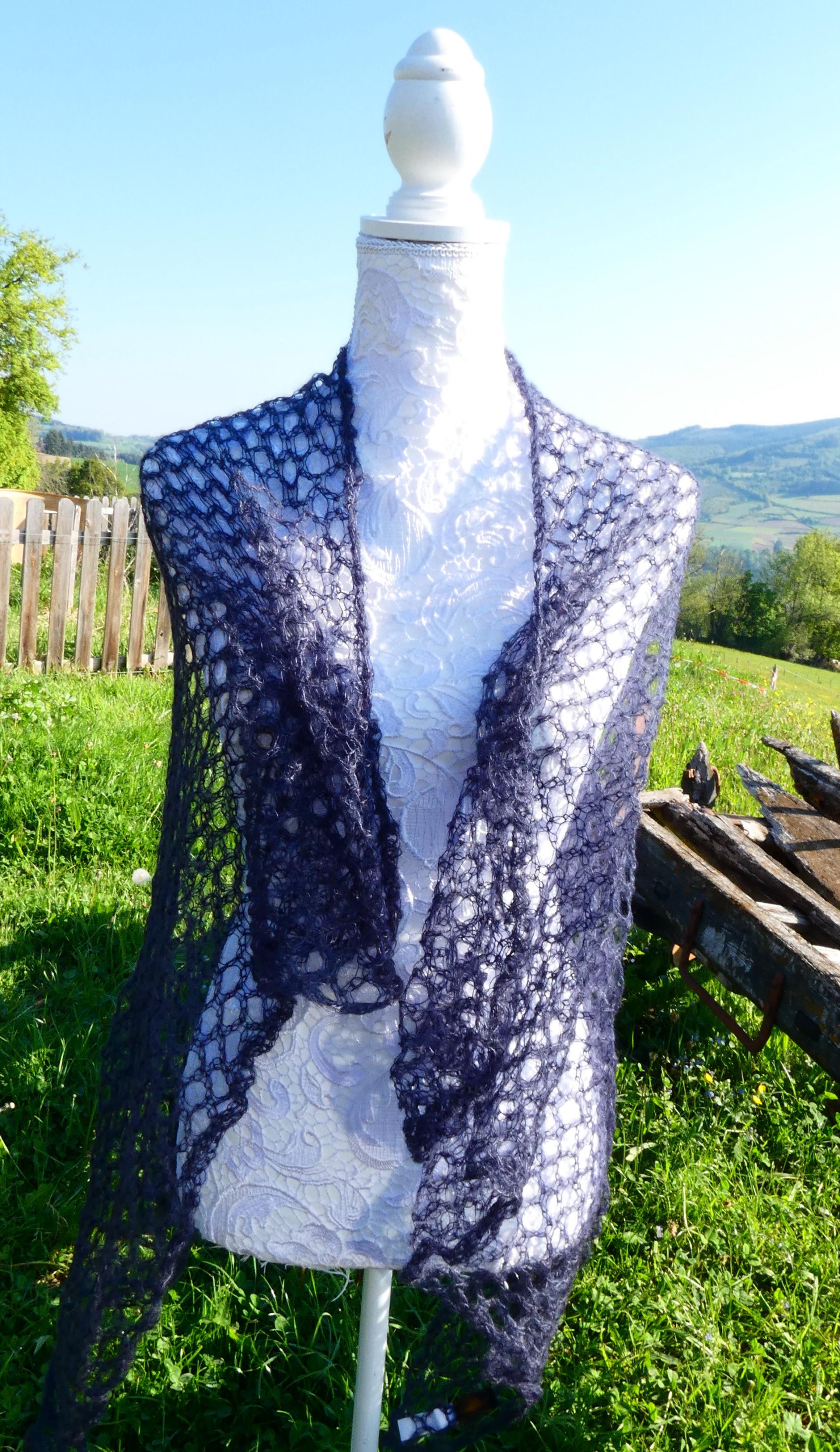 Carré tricot laine mohair orage 1