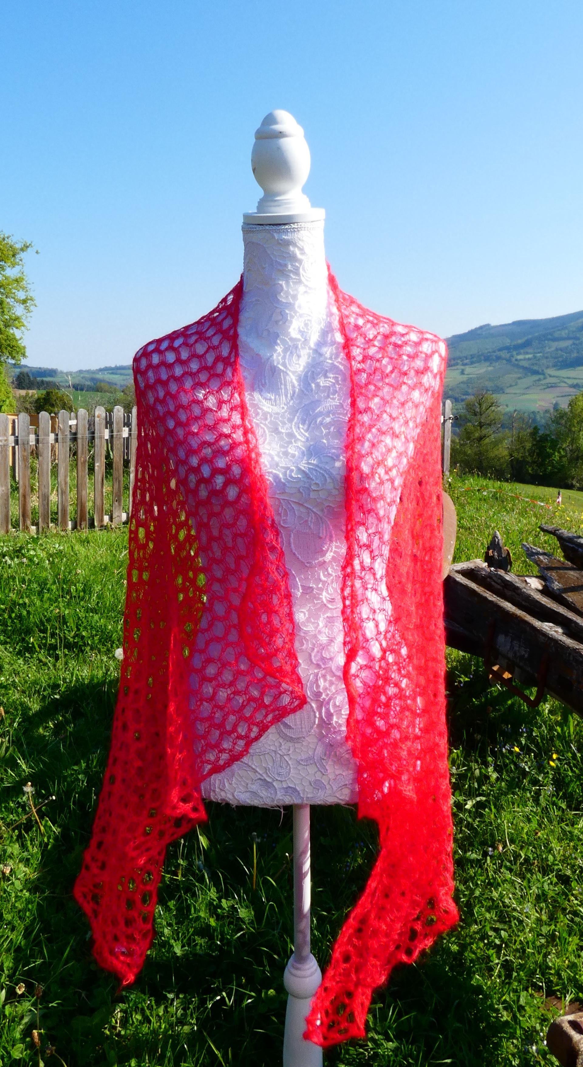 Carré tricot laine mohair vermeil 1