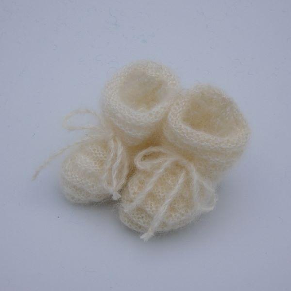 Chaussons laine mohair bébé écru