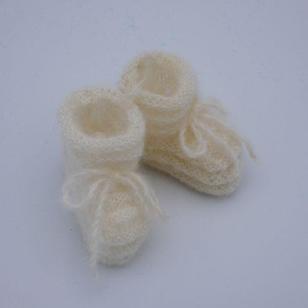 Chaussons laine mohair bébé écru