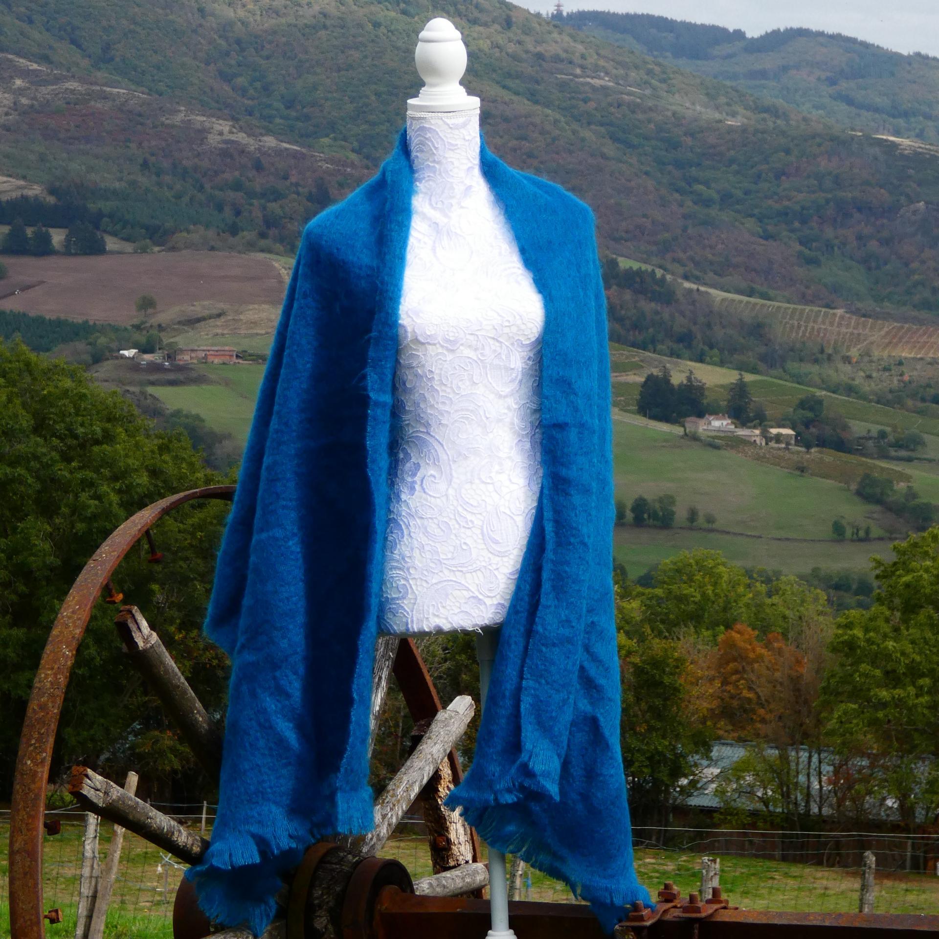 Etole Mohair bleu paon