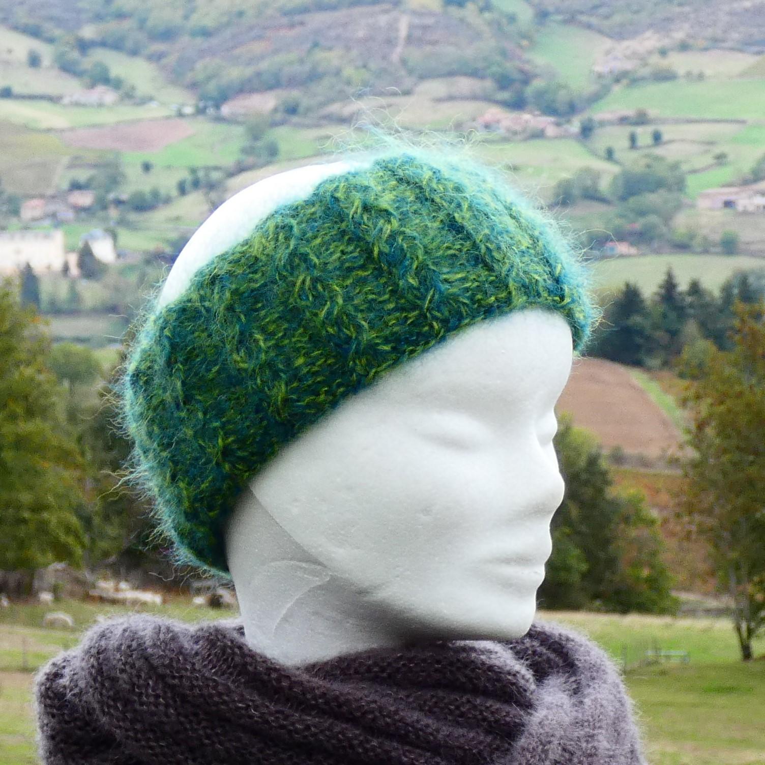 Bandeau Mohair cèdre/vert anis