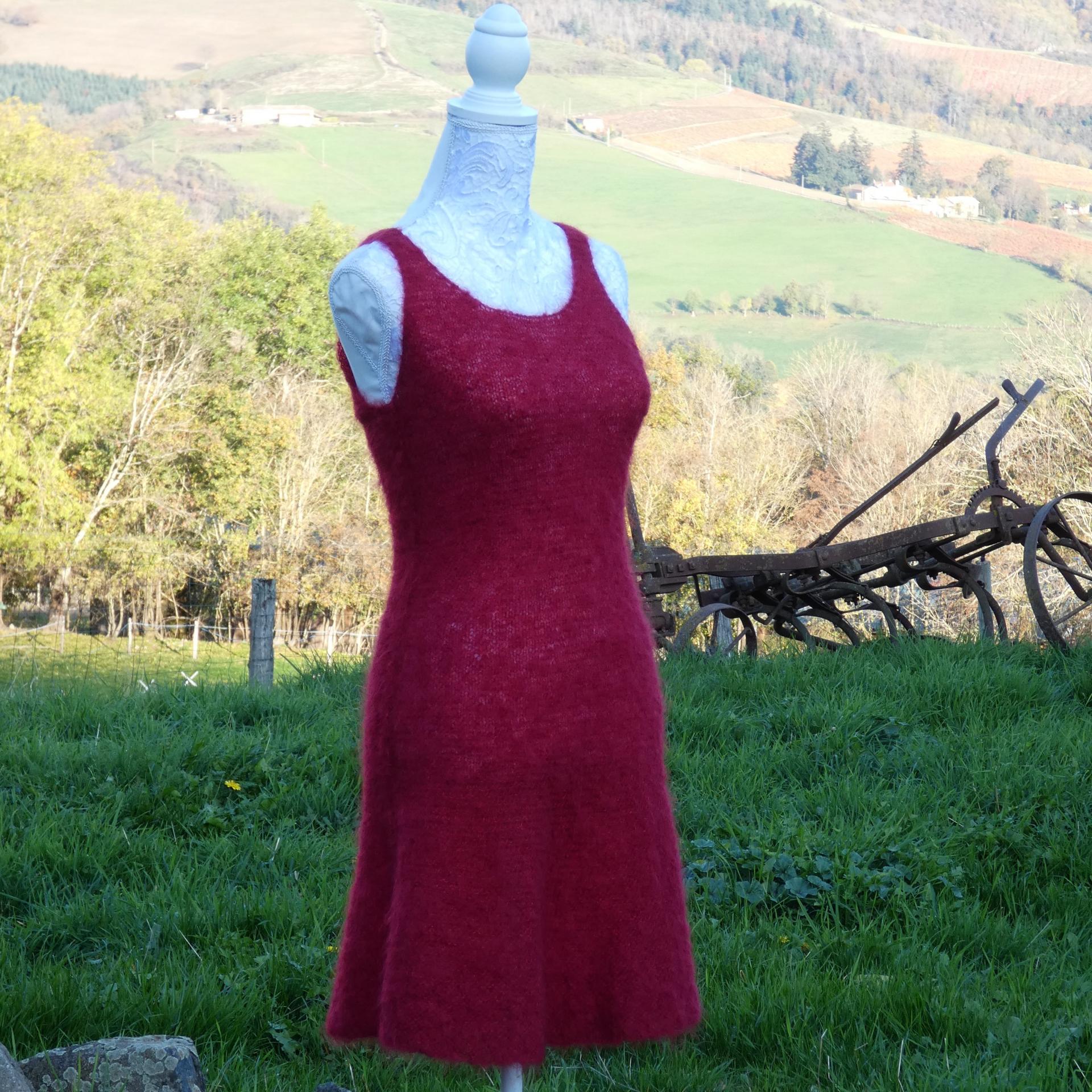 Robe brouilly laine Mohair rubis