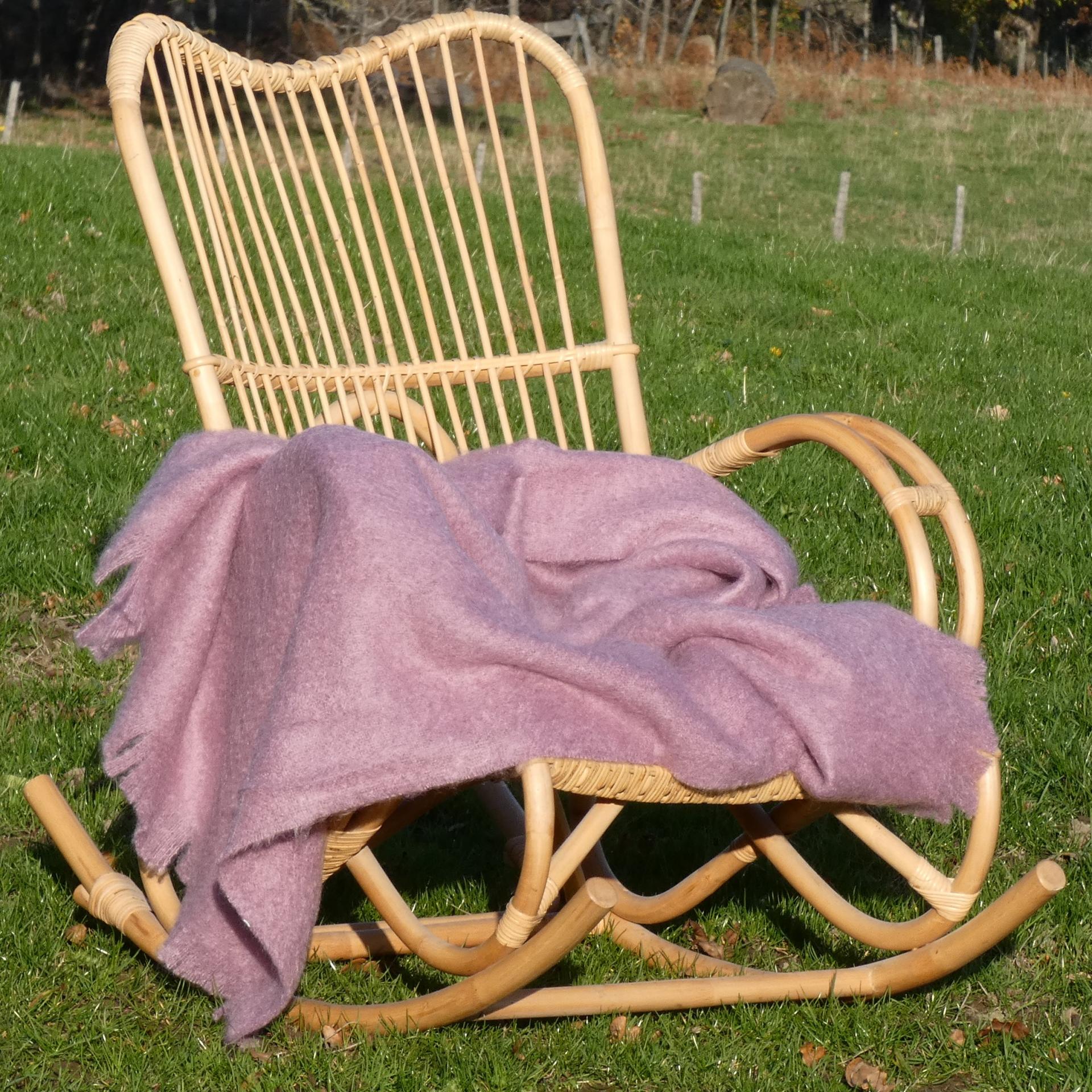 Plaid laine mohair uni violine