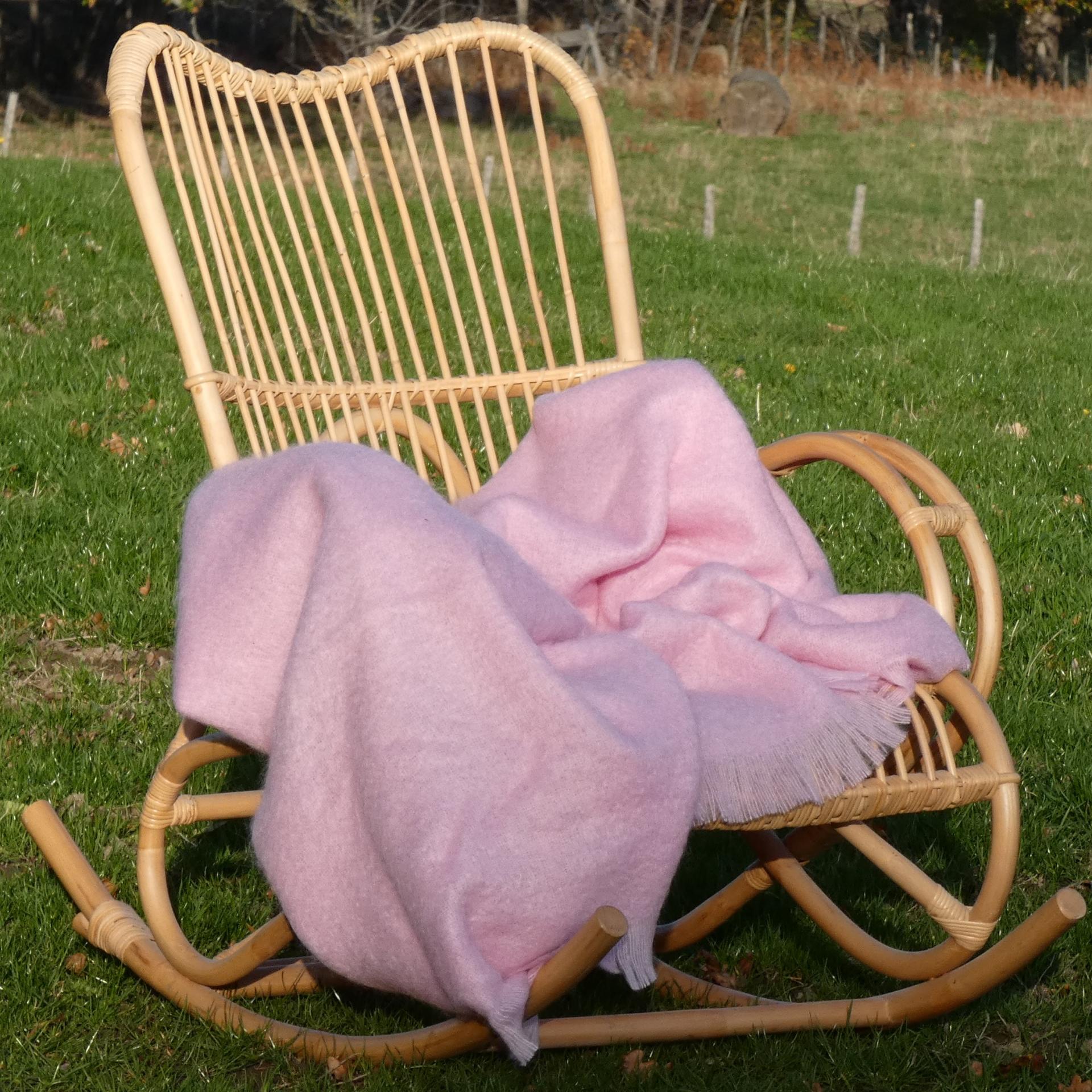 Plaid laine mohair uni rose anglais