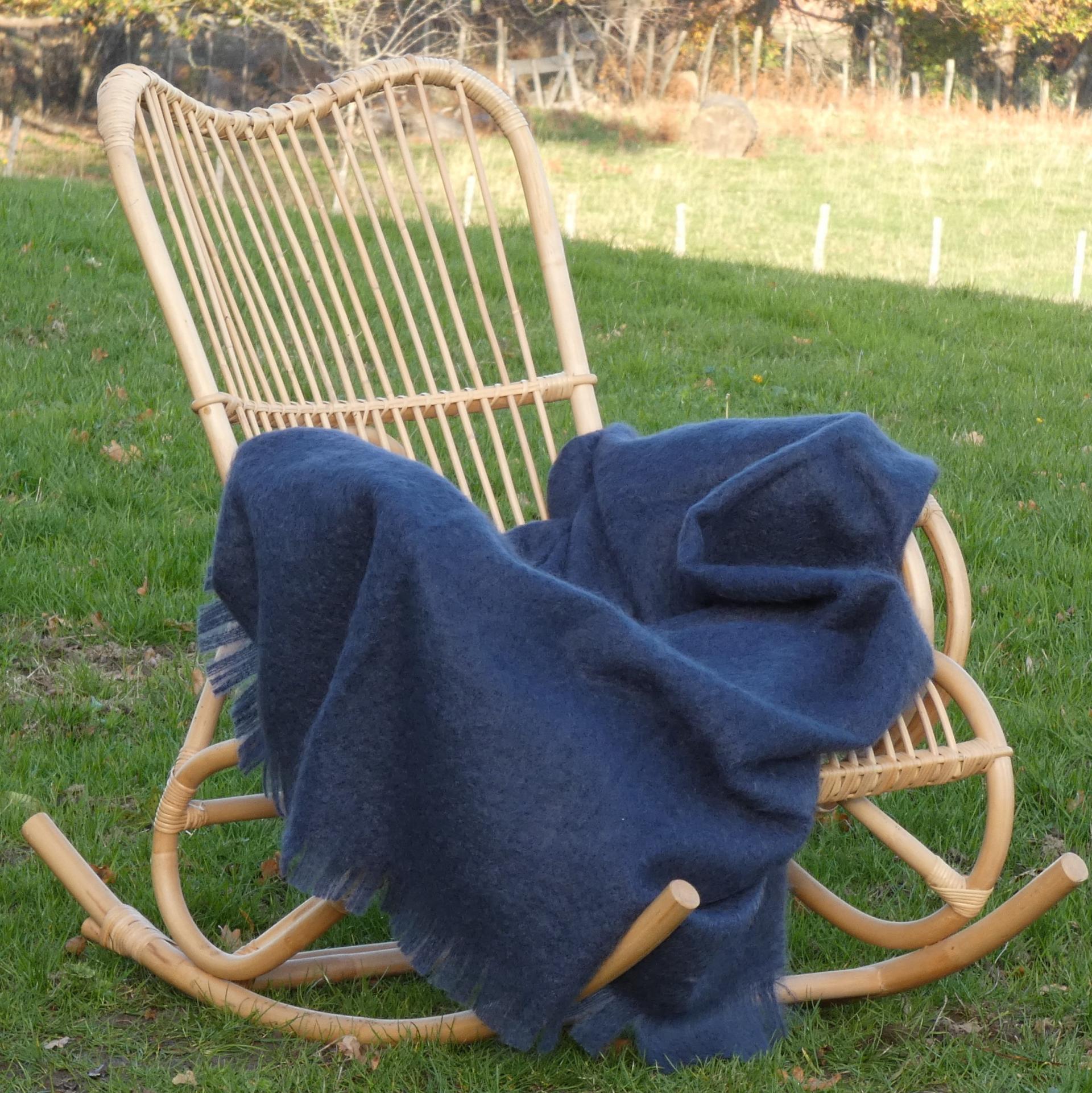 Plaid laine mohair uni orage