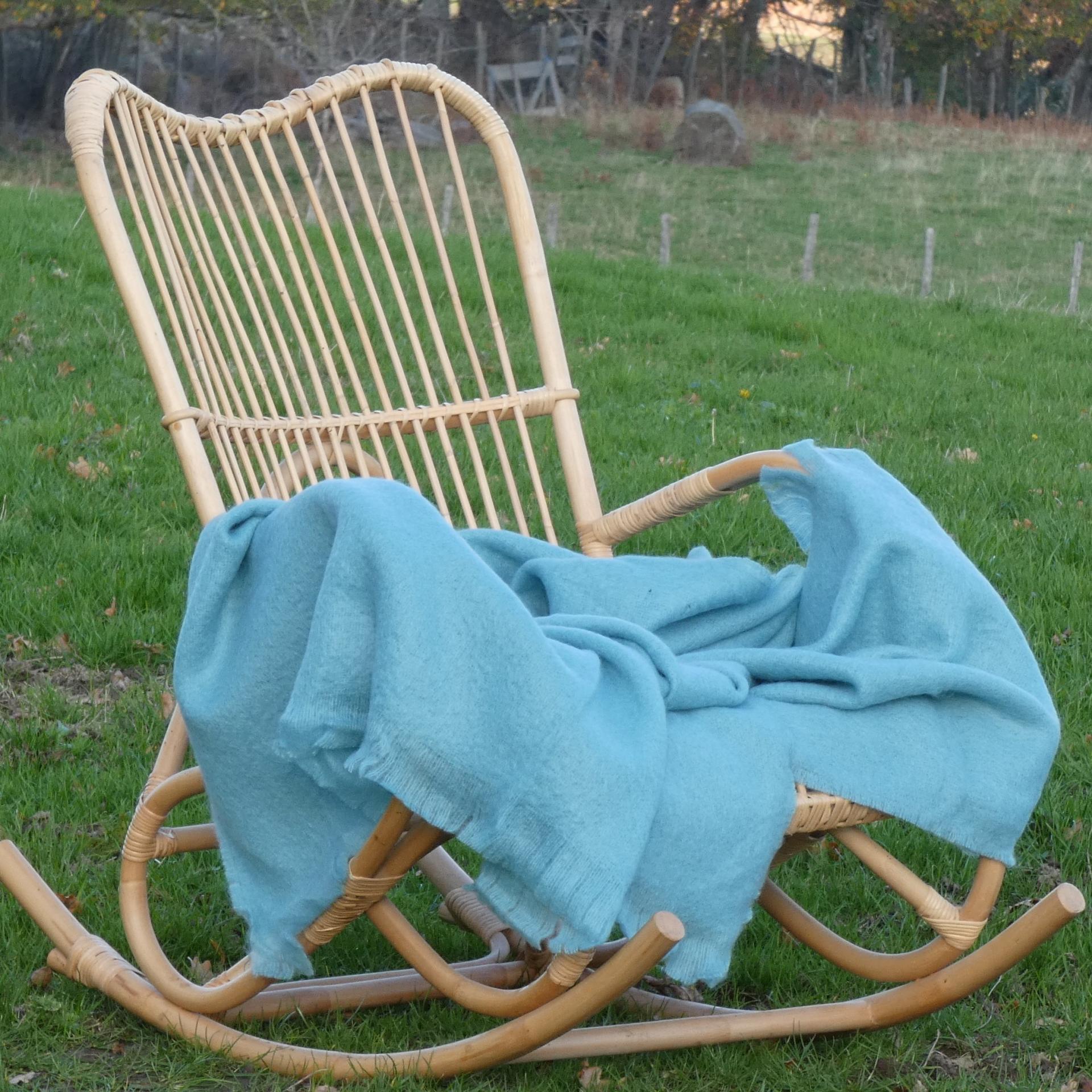 Plaid laine mohair uni opale