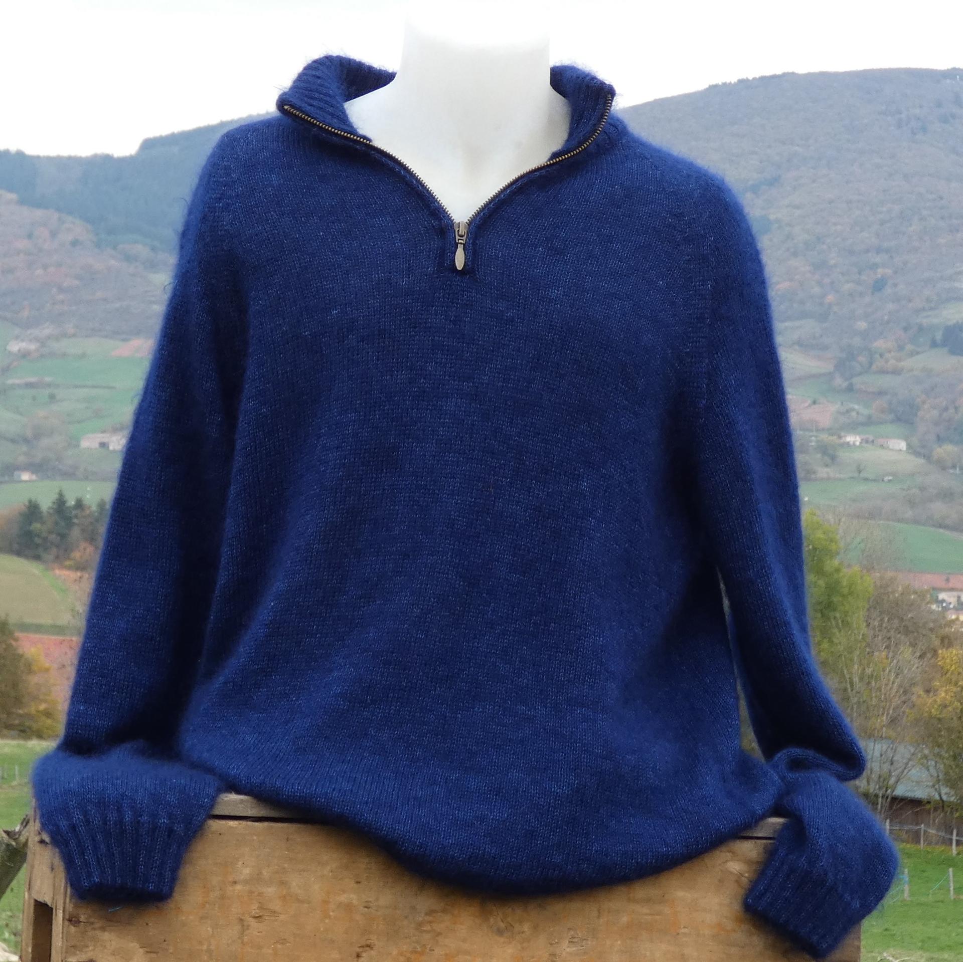 pull laine mohair zippé marine 2