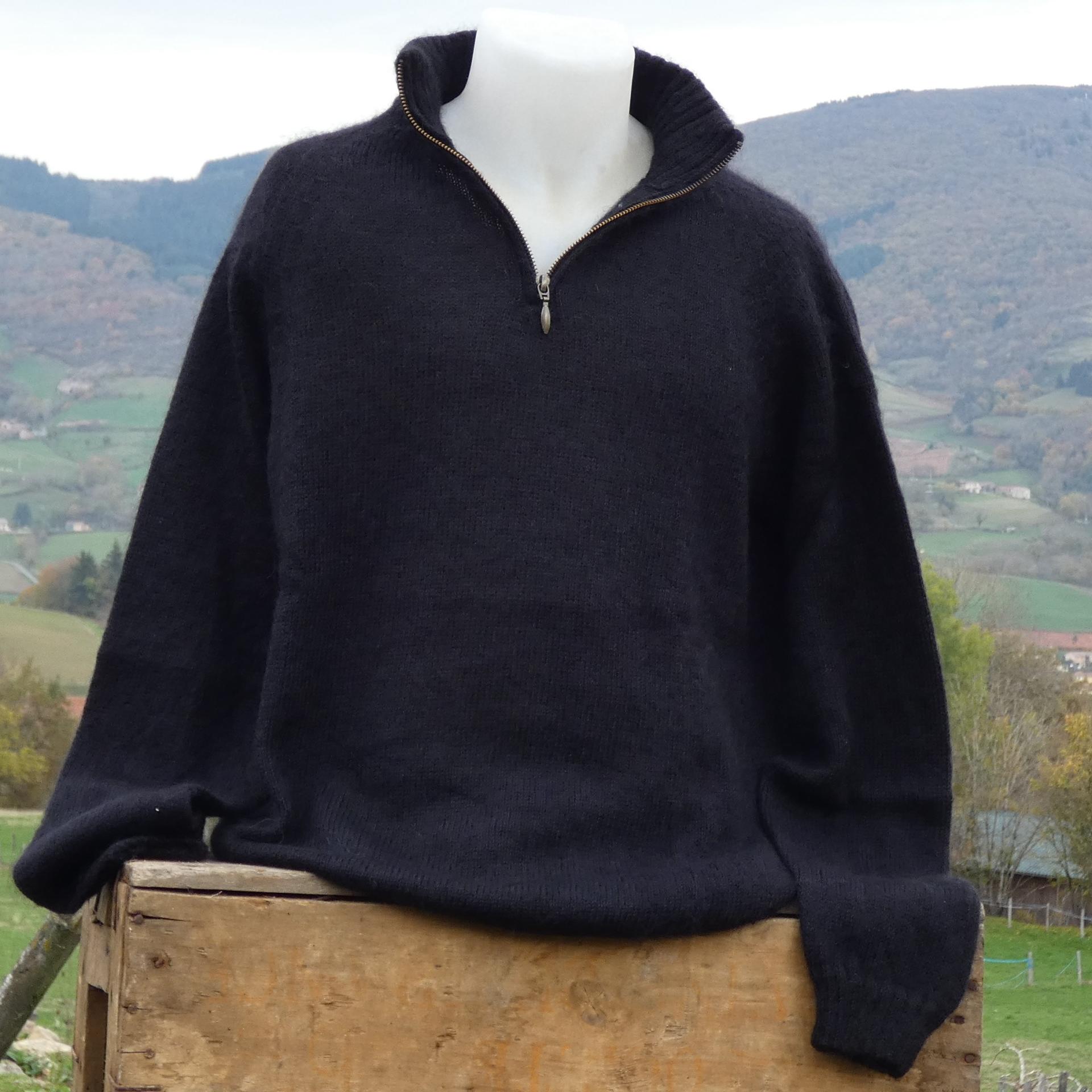 pull laine mohair zippé noir