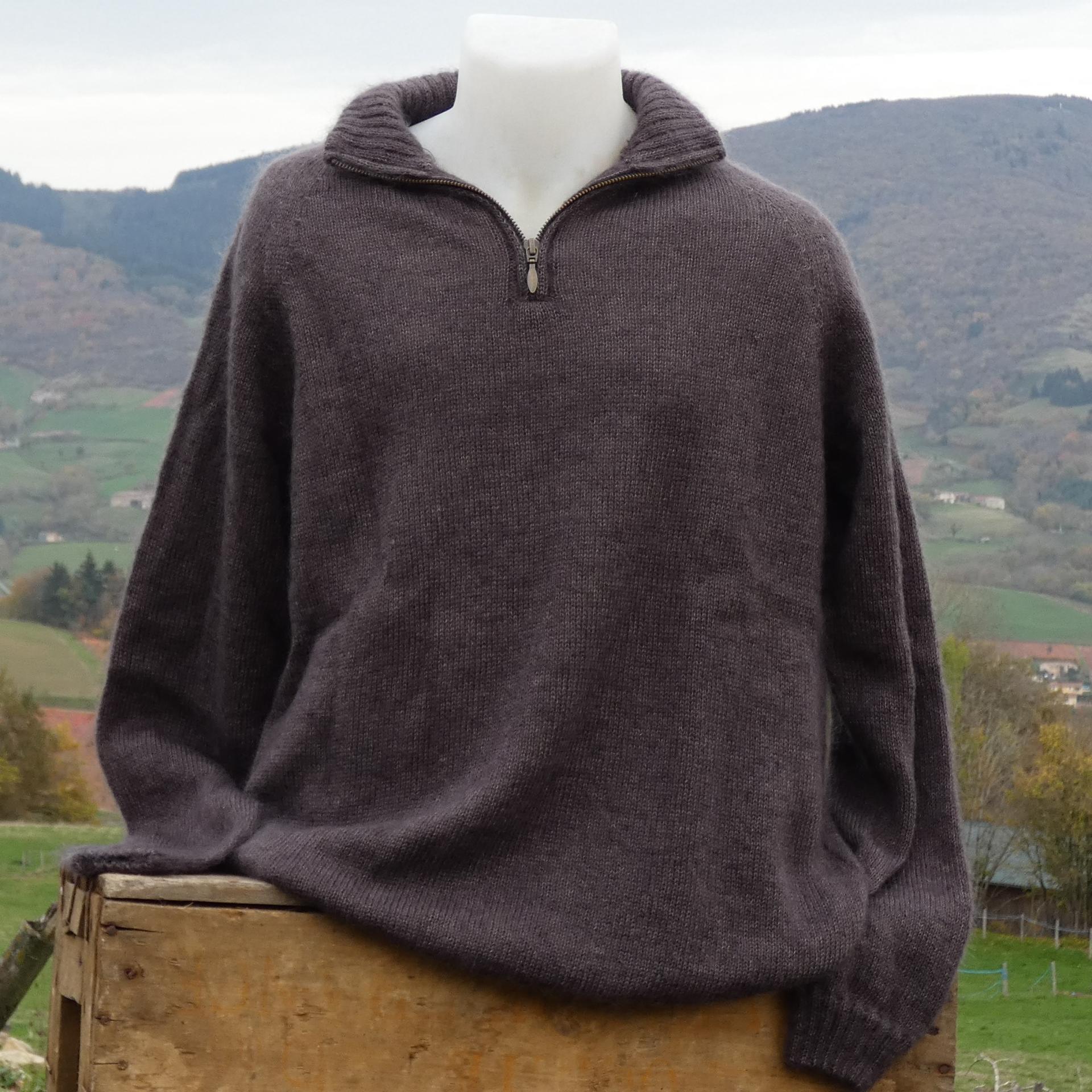 pull laine mohair zippé chevêche