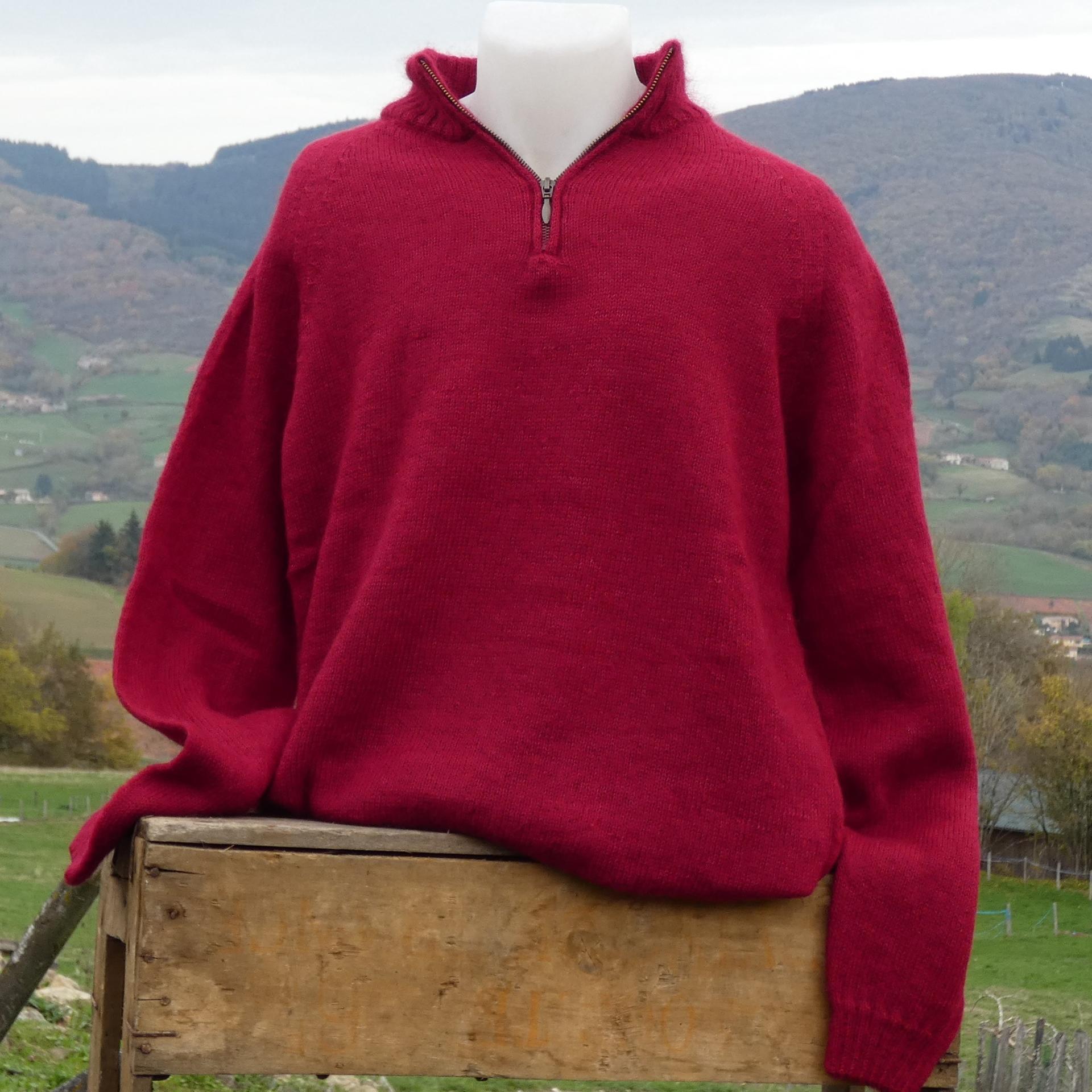 pull laine mohair zippé rubis
