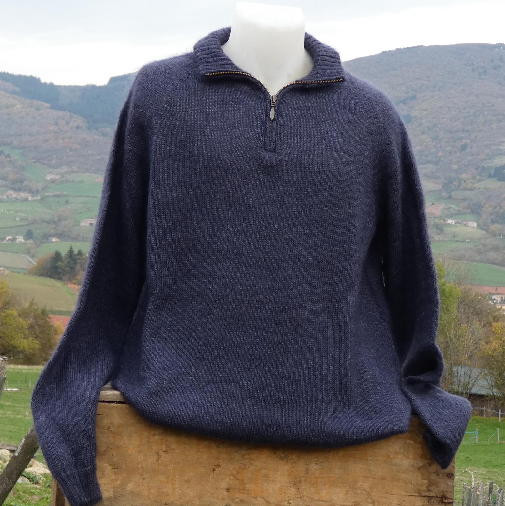 pull laine mohair zippé orage