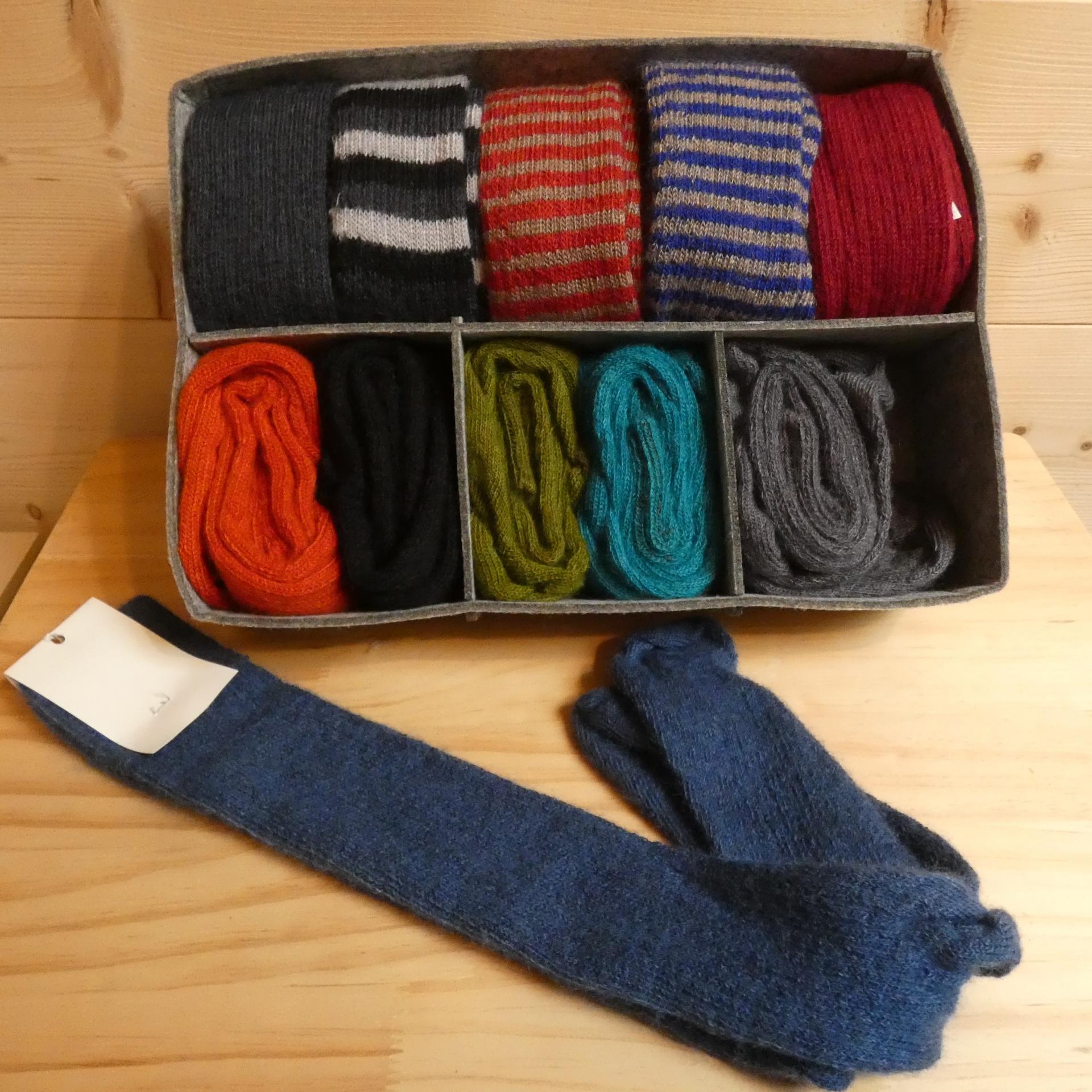 Chaussettes longues en laine Mohair denim