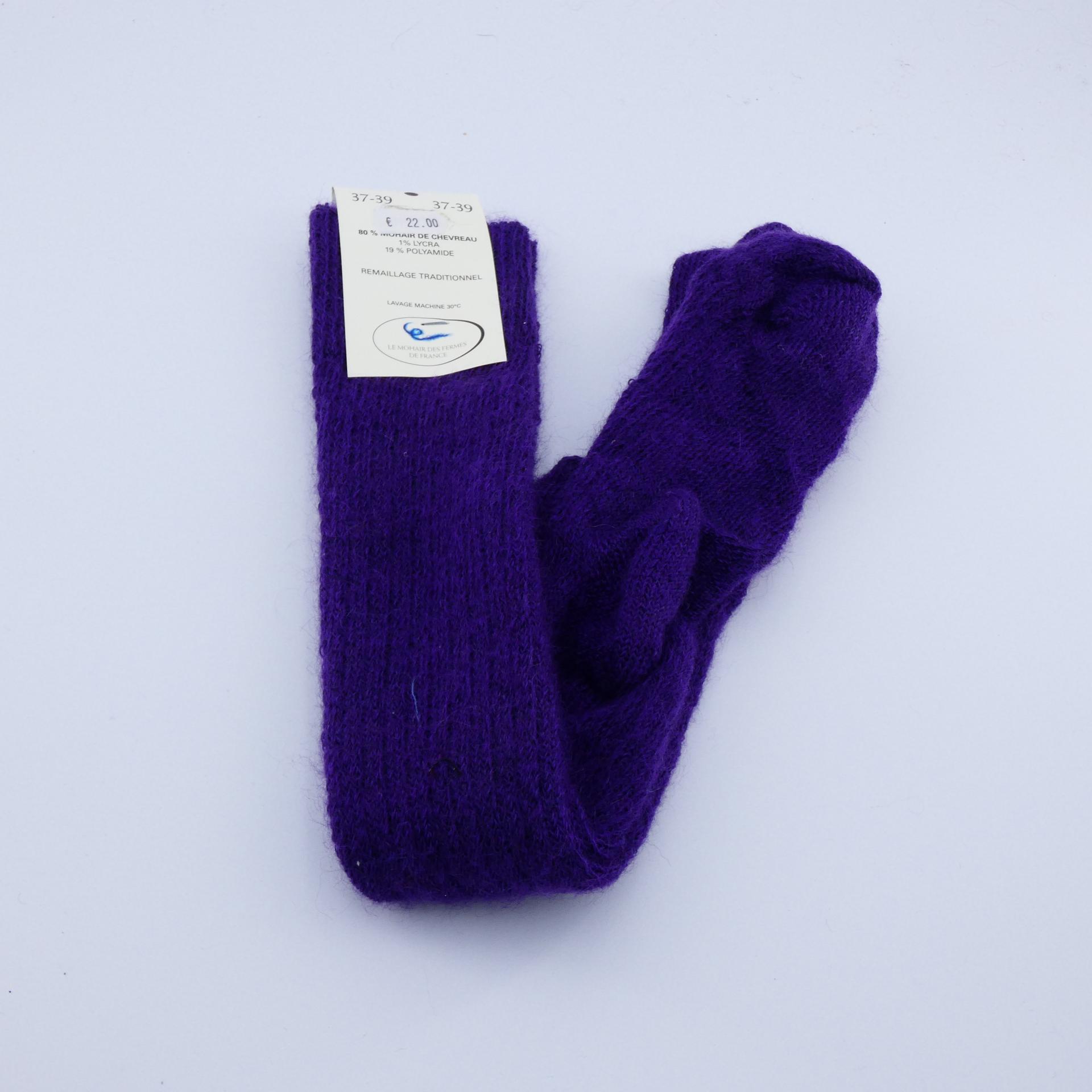 Chaussettes longues en laine Mohair violet