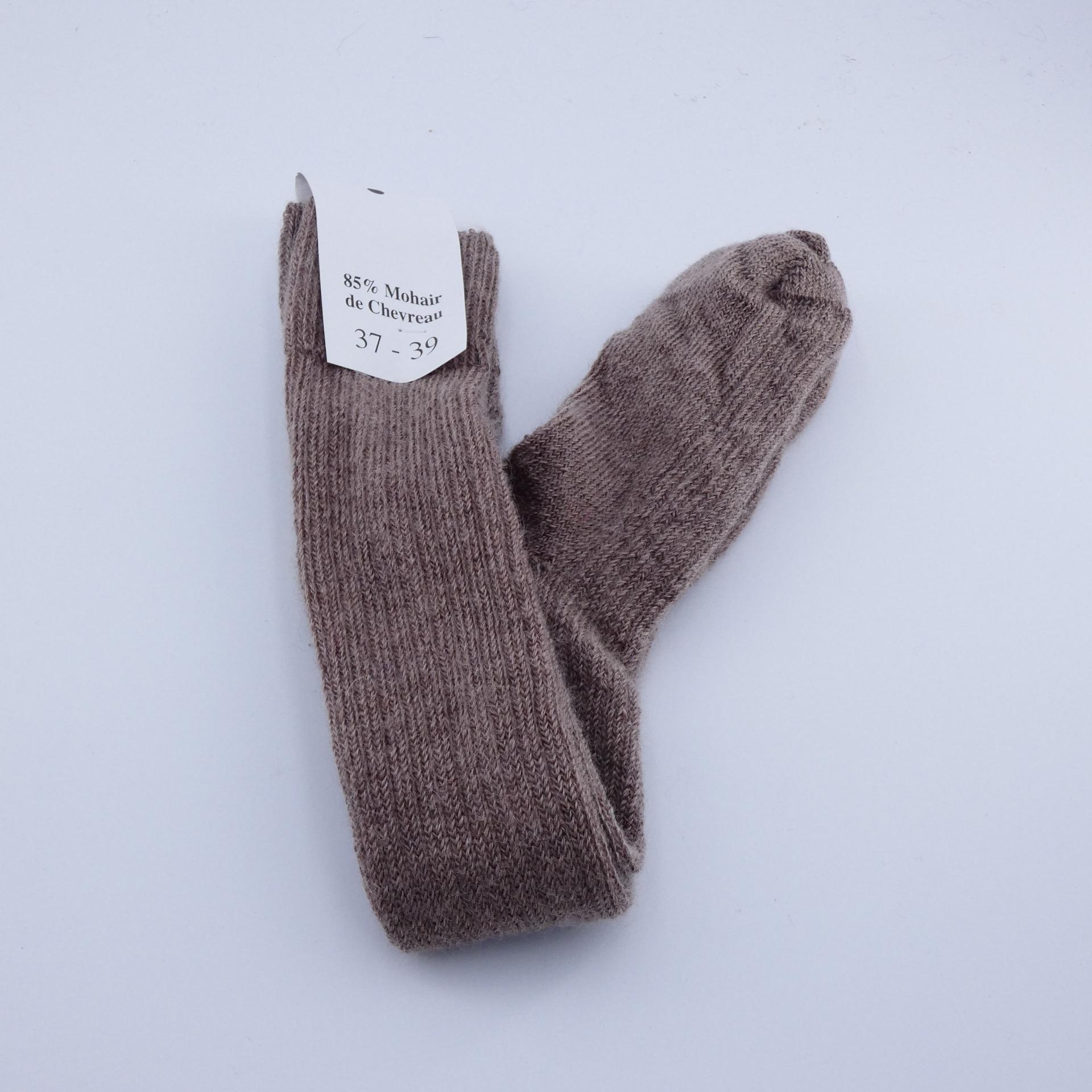 Chaussettes longues en laine Mohair taupe