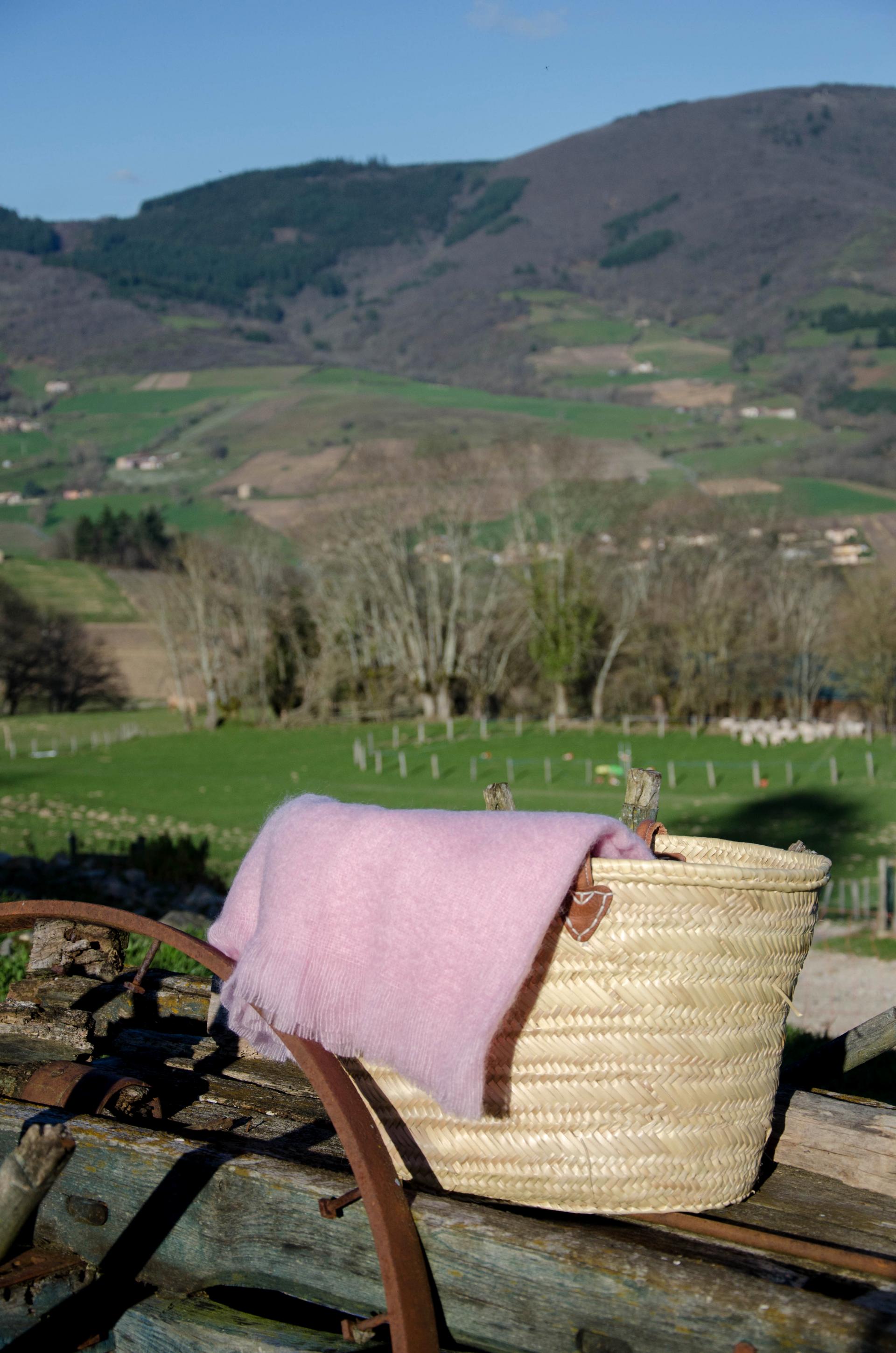 Plaid laine mohair uni rose anglais 2