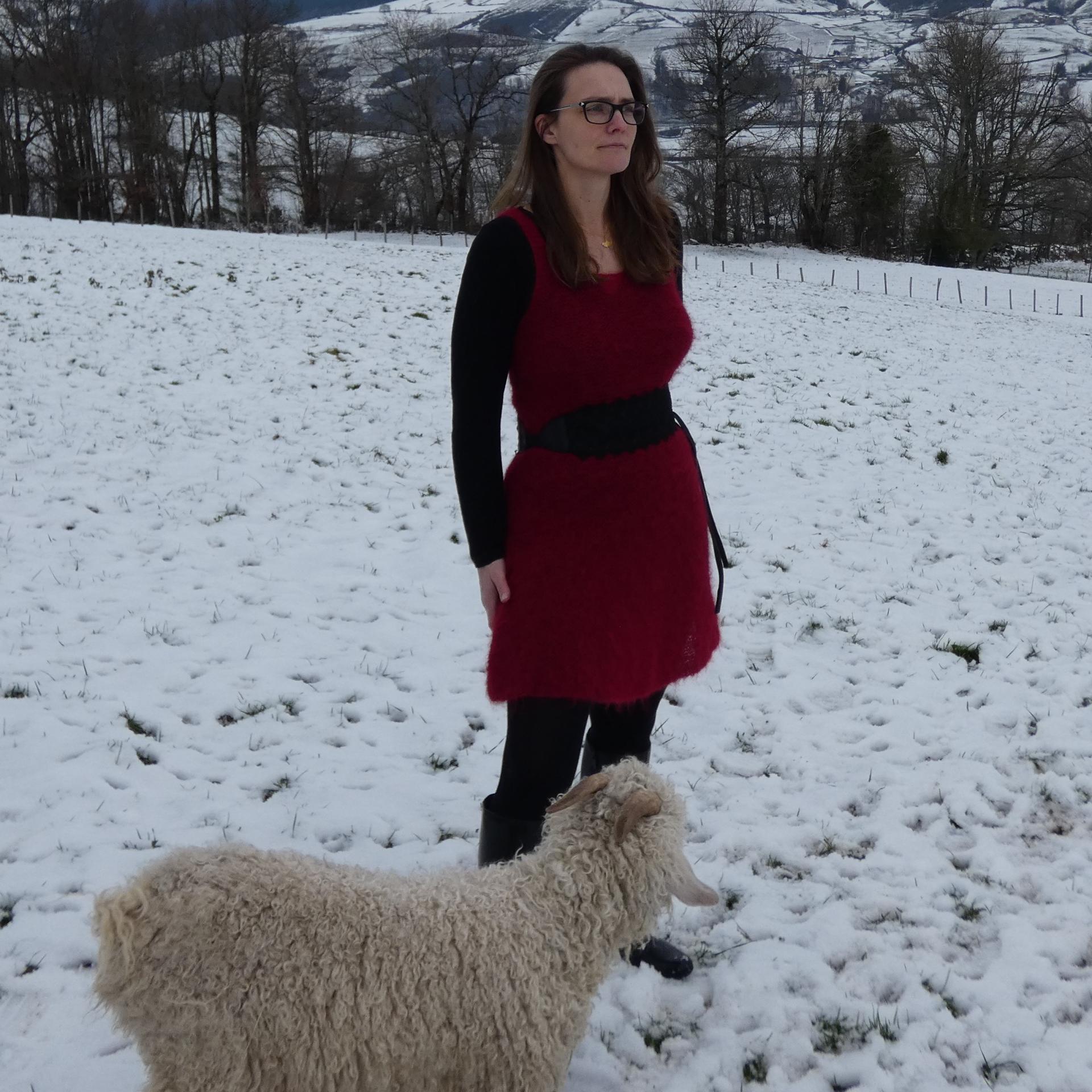 Robe brouilly laine Mohair rubis