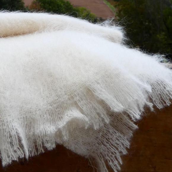 Couverture laine mohair écru