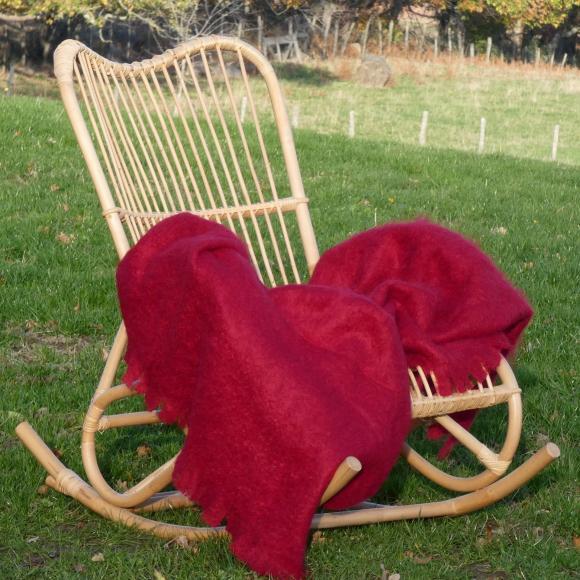 Plaid laine mohair uni rubis