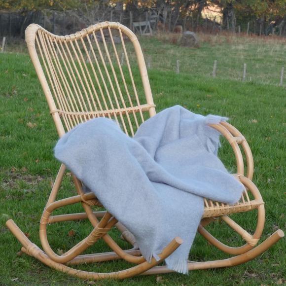 Plaid laine mohair uni gris perle