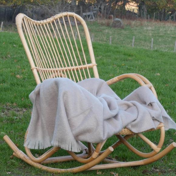 Plaid laine mohair uni beige