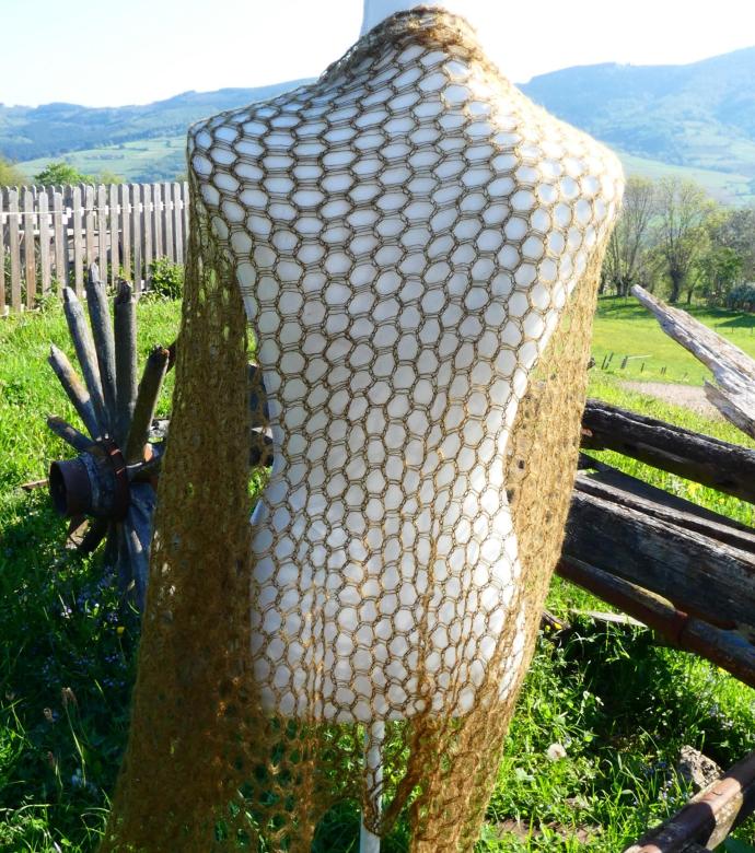 Carré tricot laine mohair bronze 2