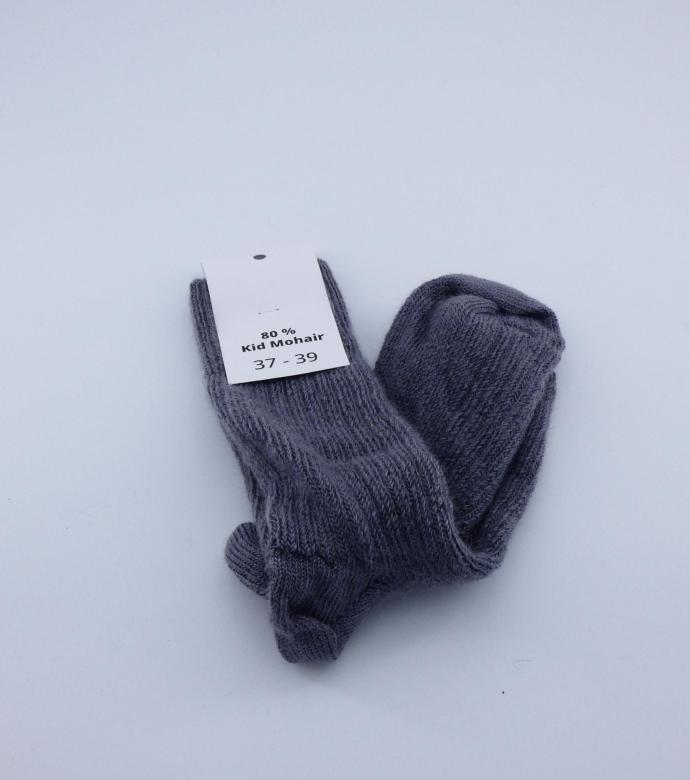 Chaussettes courtes uni laine mohair gris silex