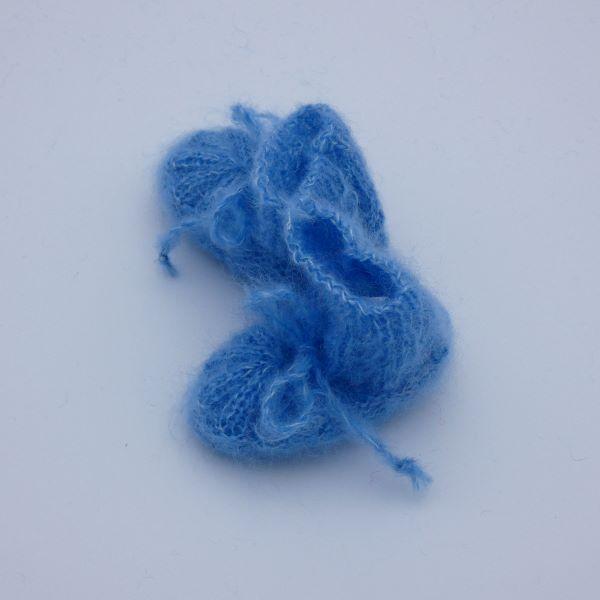 Chaussons laine mohair bébé bleu denim