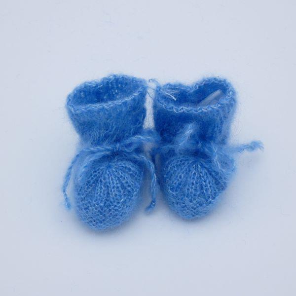 Chaussons laine mohair bébé bleu denim