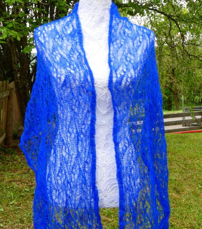 Echarpe tricot Mohair bleu klein 1