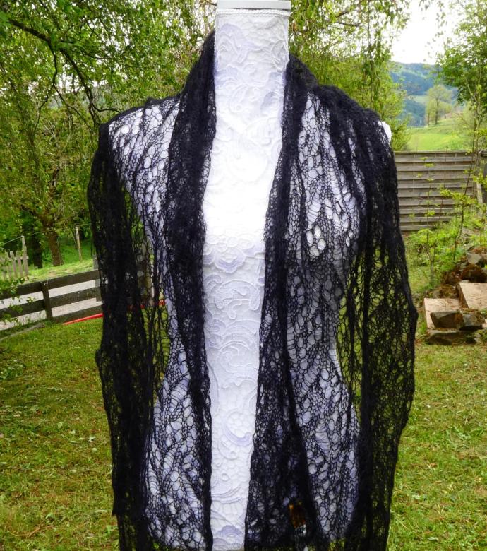 Echarpe tricot Mohair noir