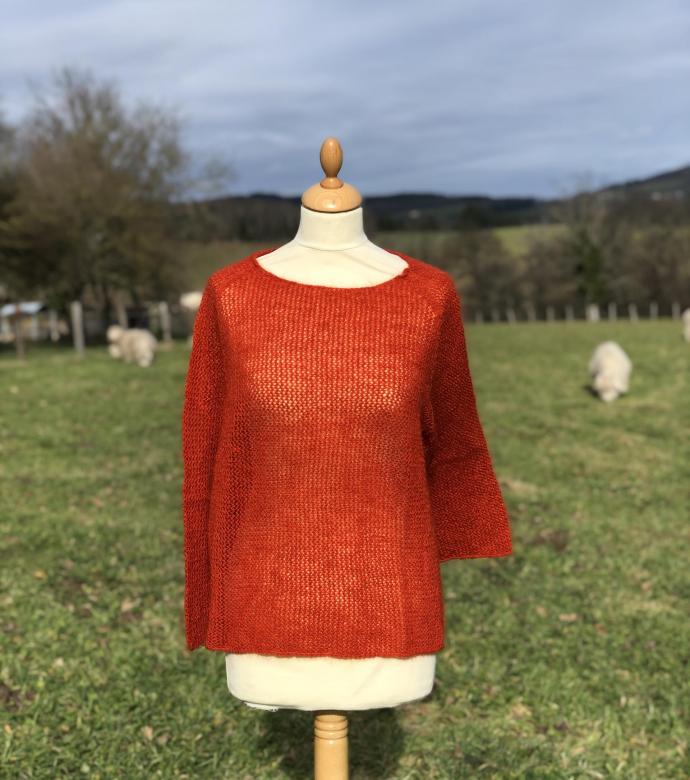Pull dentelle mohair et soie