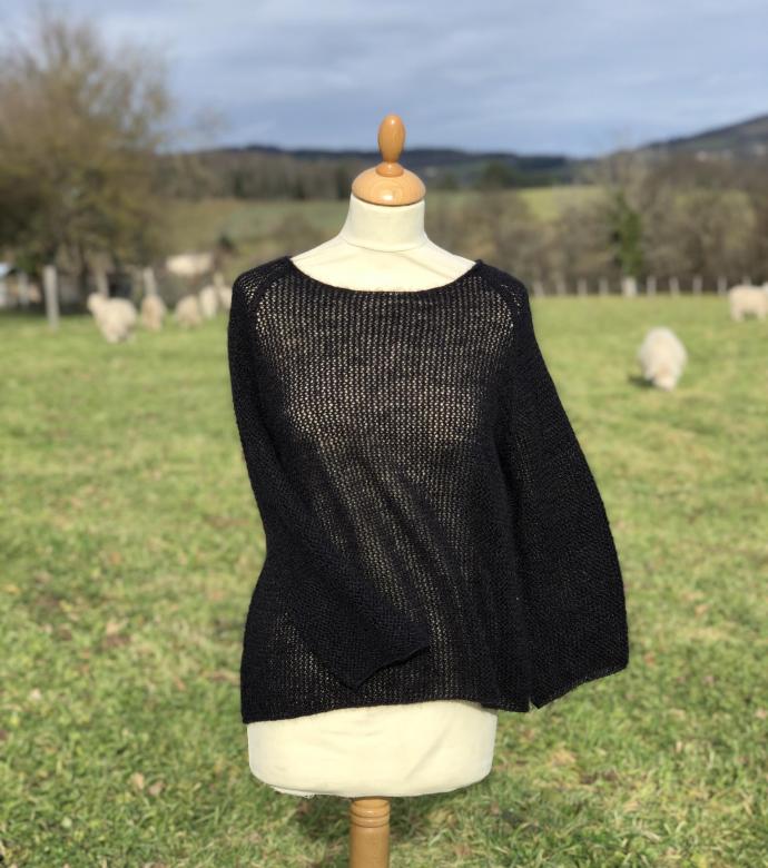 Pull dentelle mohair et soie