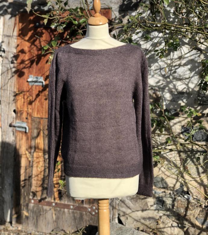 Pull col bateau mohair et soie