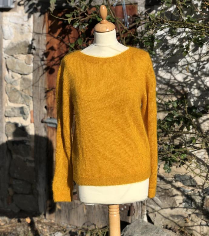 Pull col bateau mohair et soie
