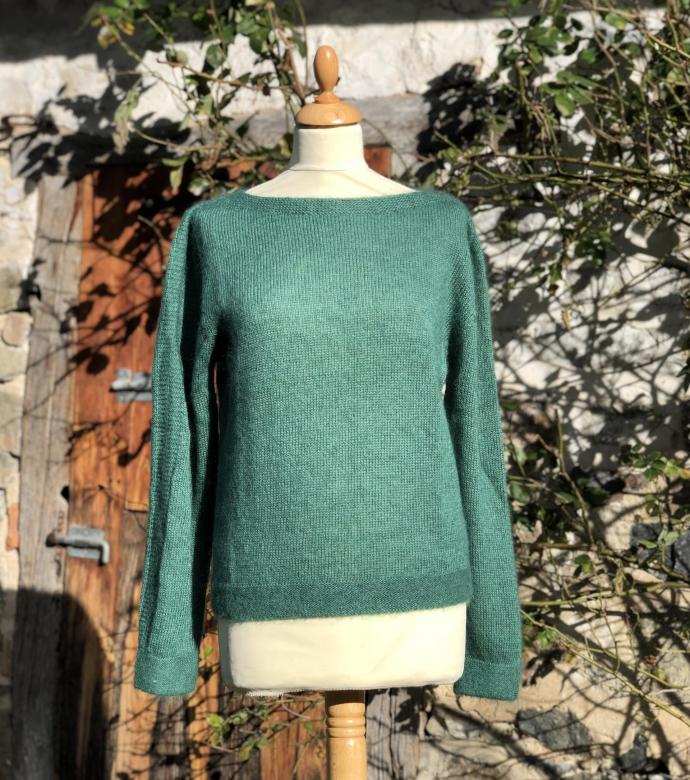 Pull col bateau mohair et soie