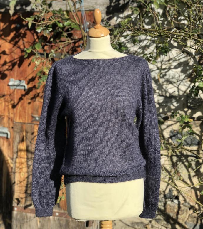Pull col bateau mohair et soie