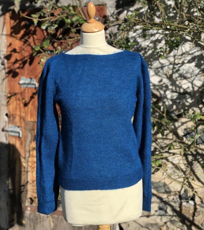 Pull col bateau mohair et soie
