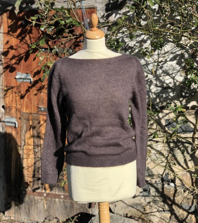 Pull col bateau mohair et soie