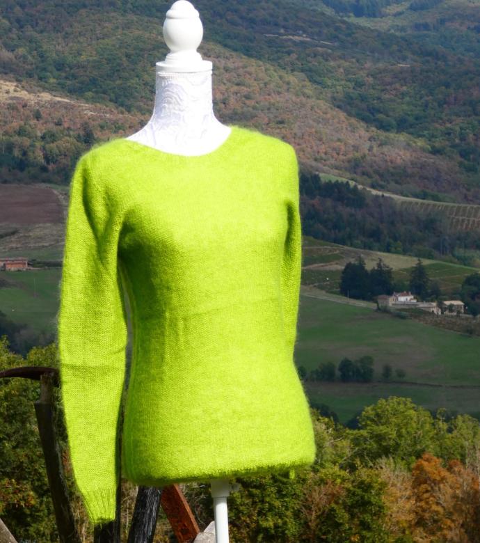 Pull sportswear Mohair chartreuse