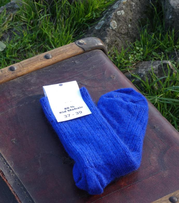 Chaussettes courtes uni laine mohair bleu klein