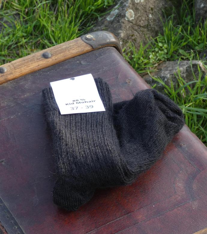 Chaussettes courtes uni laine mohair noir 