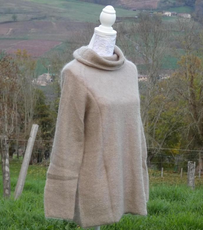 Pull tunique Mohair boule taupe