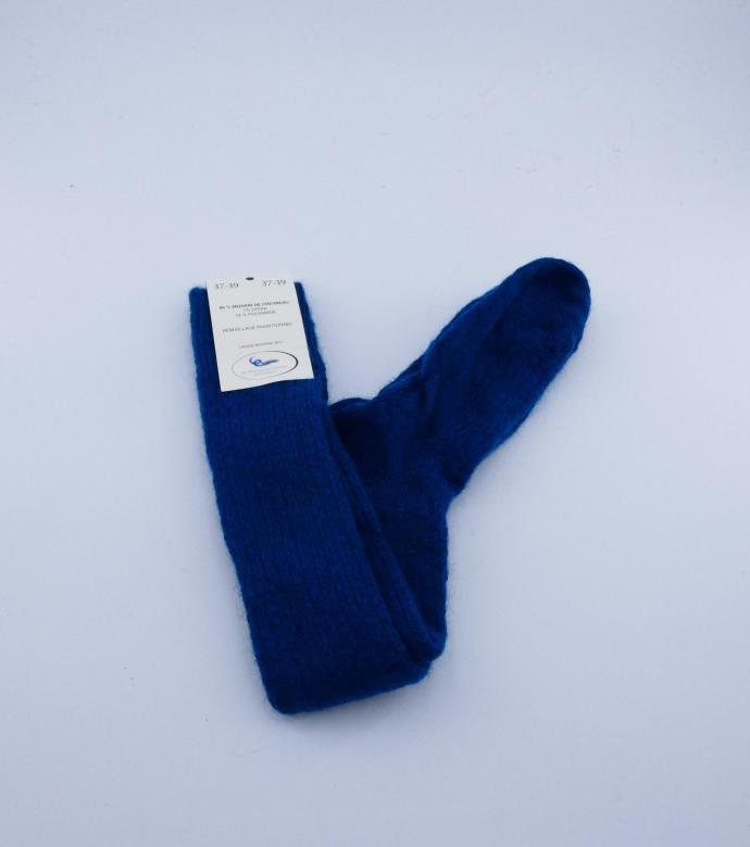 Chaussettes longues en laine Mohair bleu paon