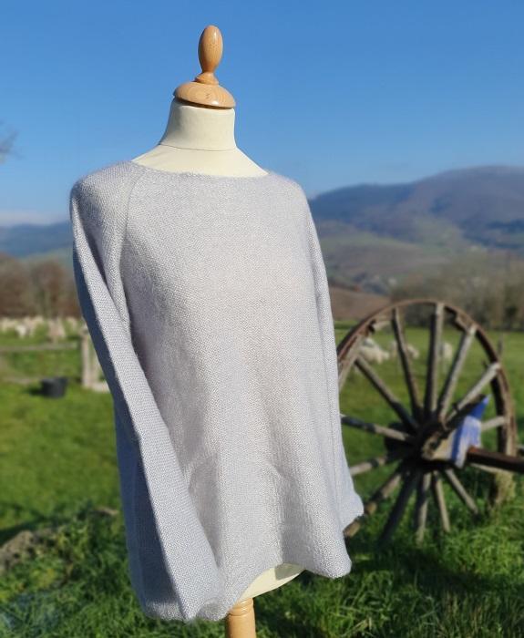Pull Mohair rond gris perle