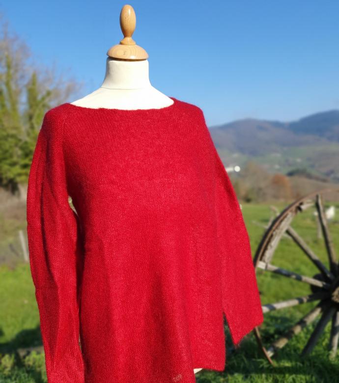Pull Mohair rond rubis